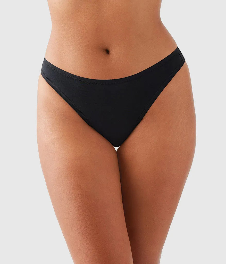 Understated Cotton Thong: Black