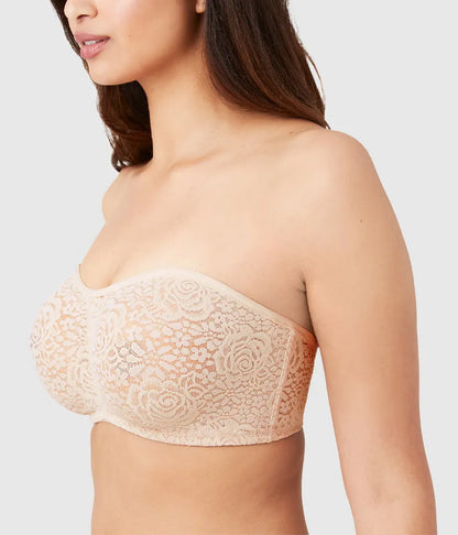 Halo Lace Strapless Underwire Bra: Sand