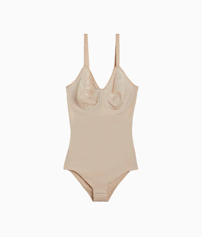 Visual Effects Body Briefer with Minimizer Bra: Sand