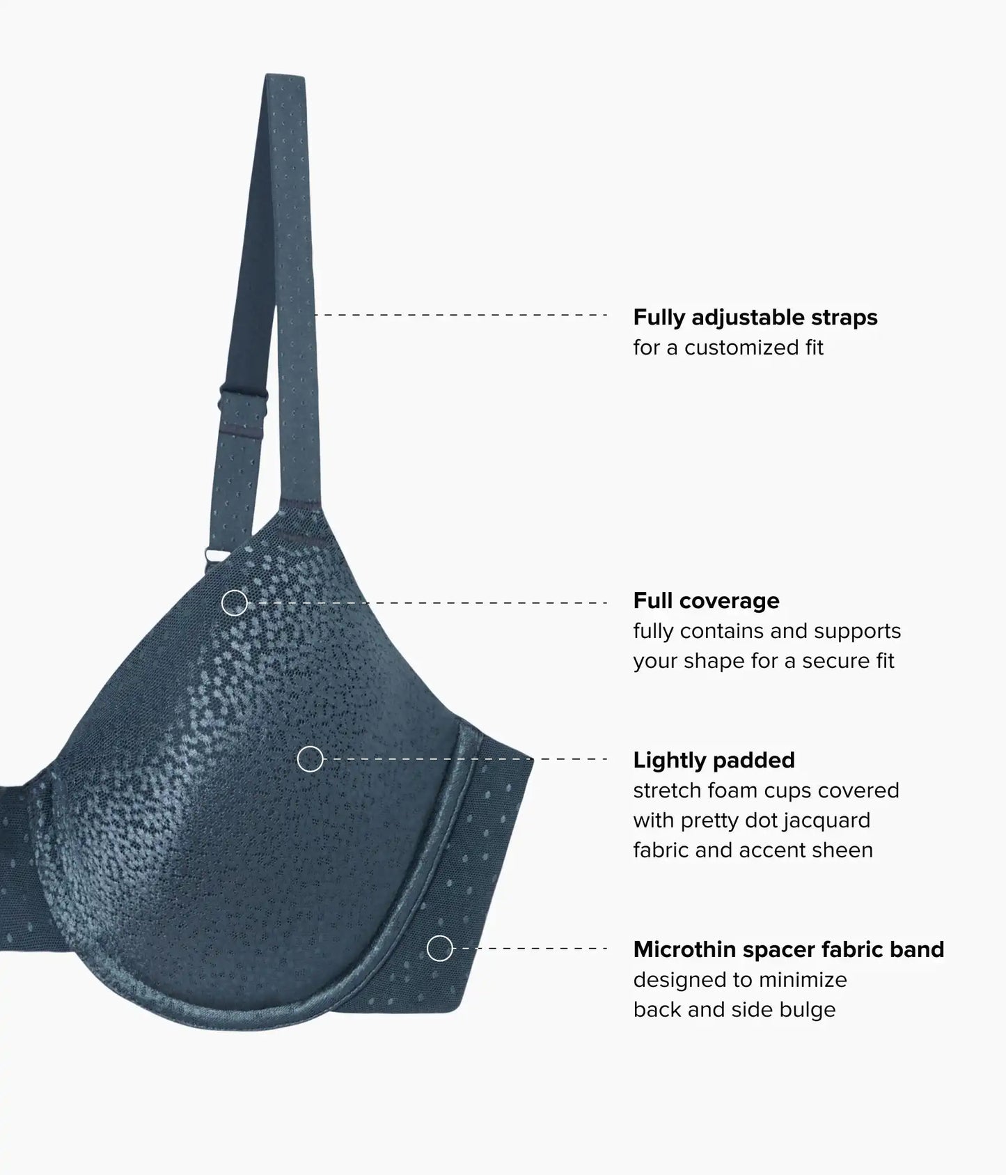 Back Appeal® T-Shirt Bra: Dark Slate