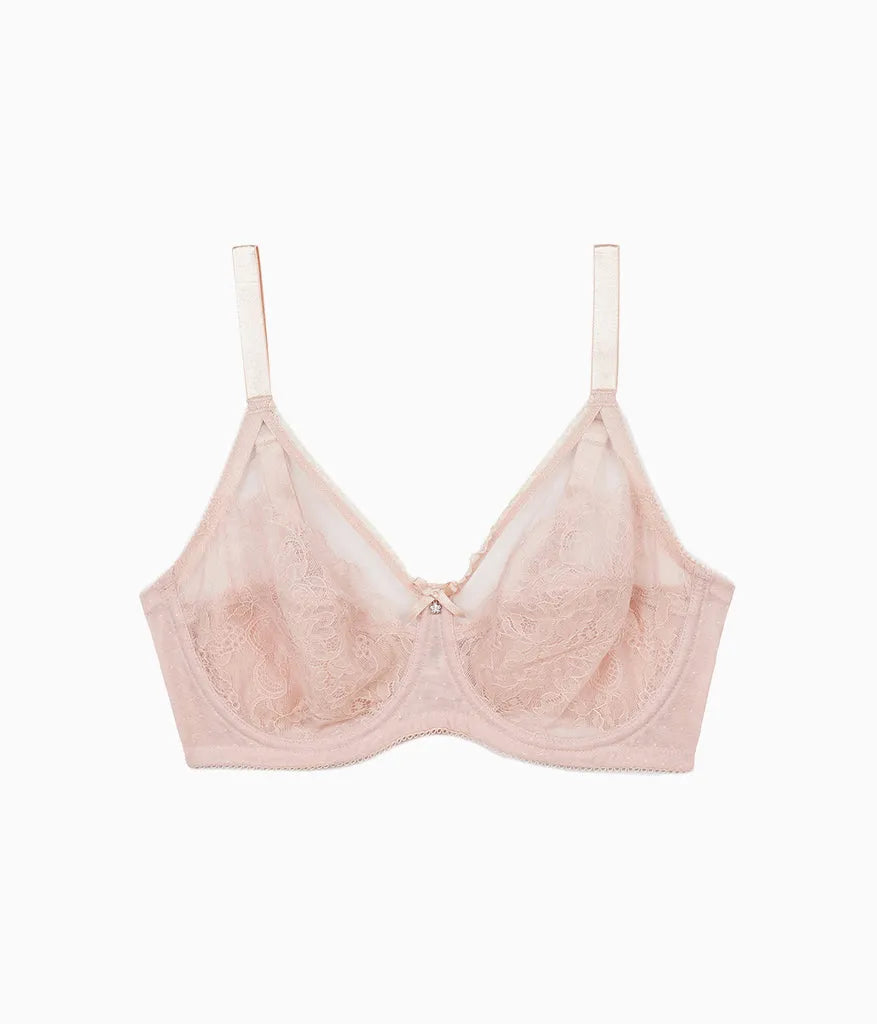 Retro Chic Full Figure Underwire Bra: Rose Dust