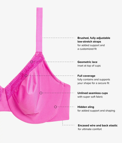 Perfect Primer Full Figure Underwire Bra: Wild Azalea