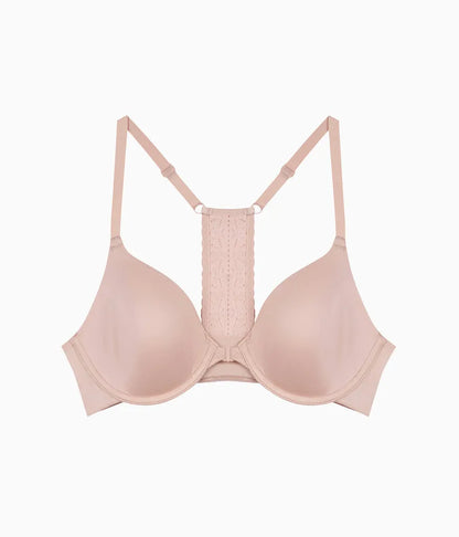 Future Foundation Front Close Racerback Bra: Rose Smoke