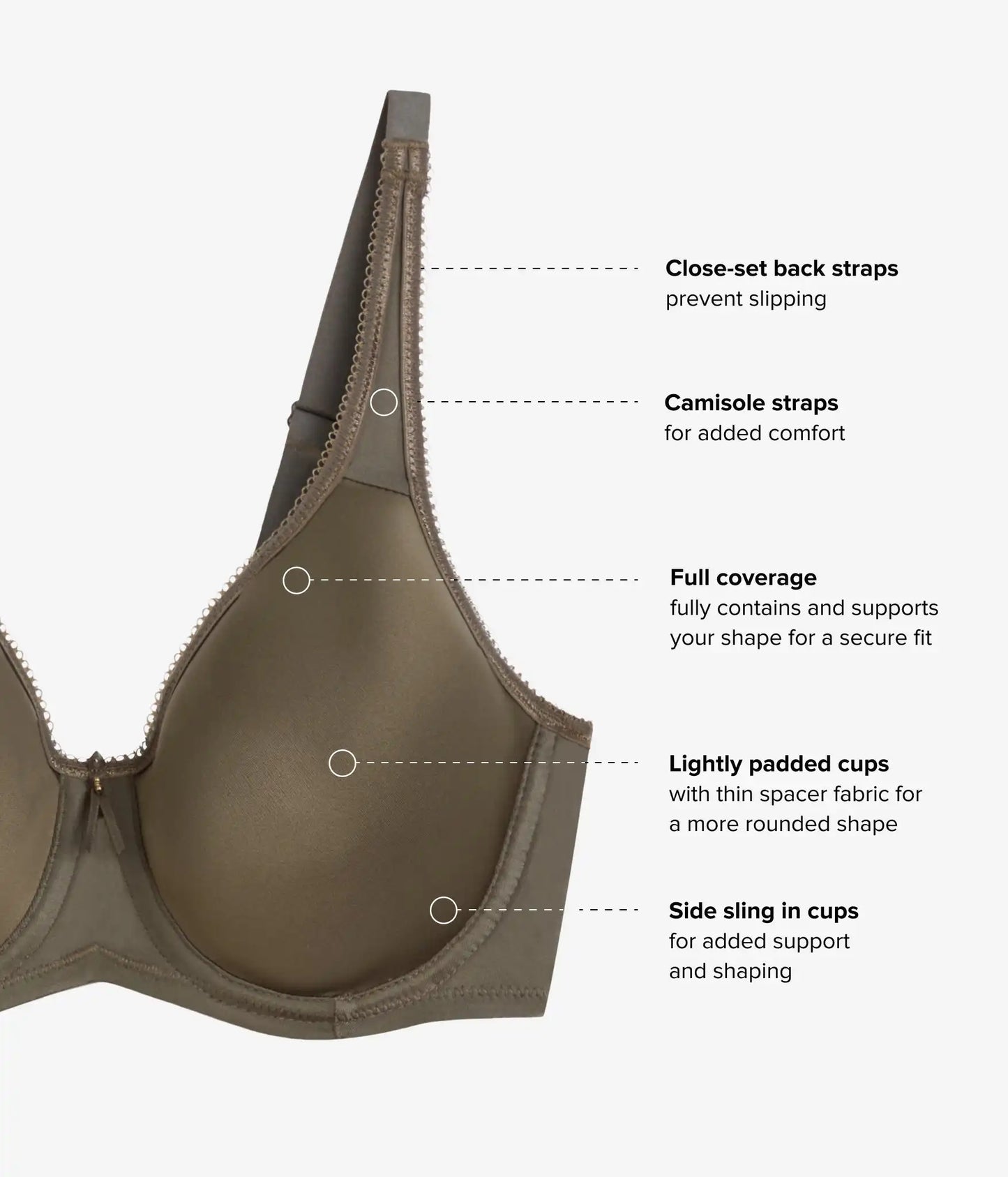 Basic Beauty Spacer Underwire T-Shirt Bra: Bungee Cord