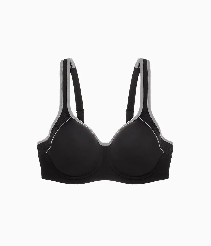 Lindsey Sport Contour Underwire Bra: Black/Lilac Gray