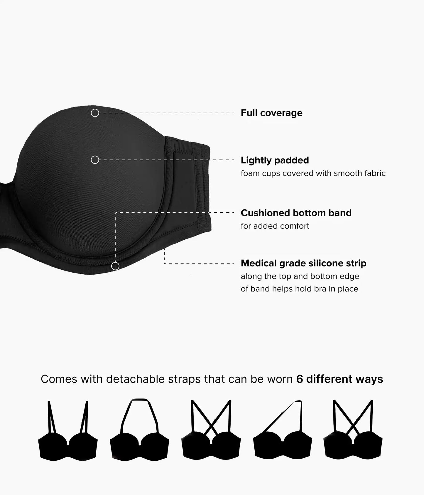 Red Carpet™ Strapless Underwire Bra: Black