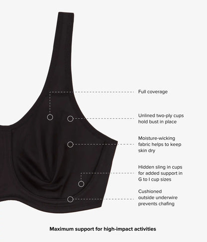 Simone Sport Underwire Bra: Black