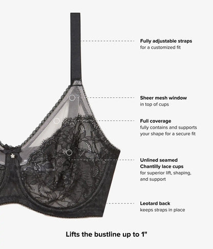 Retro Chic Full Figure Underwire Bra: Black