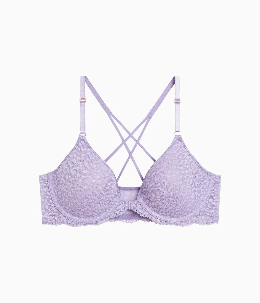 Untamed Front Close T-Shirt Bra: Lavender Gray