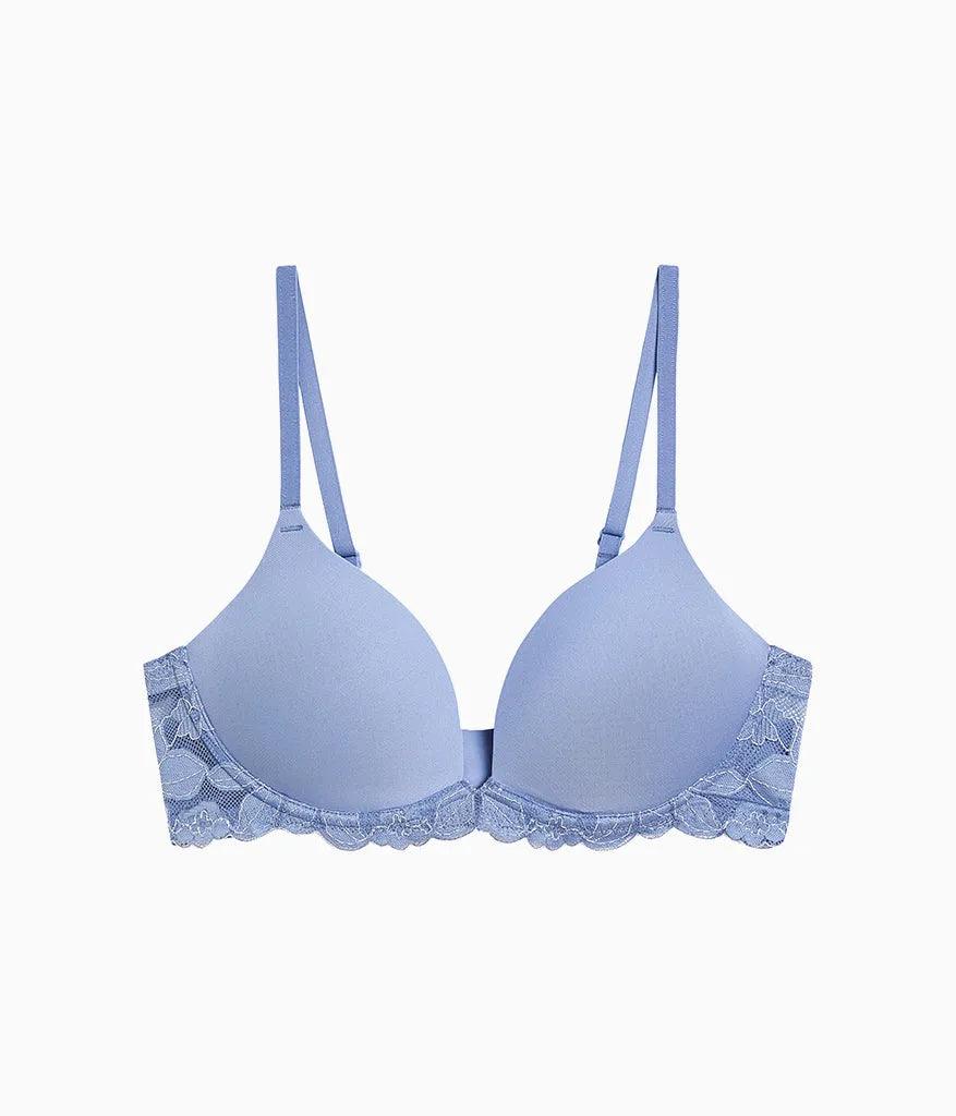 Feeling Famous Wire Free Push Up Bra: Country Blue/Bright White