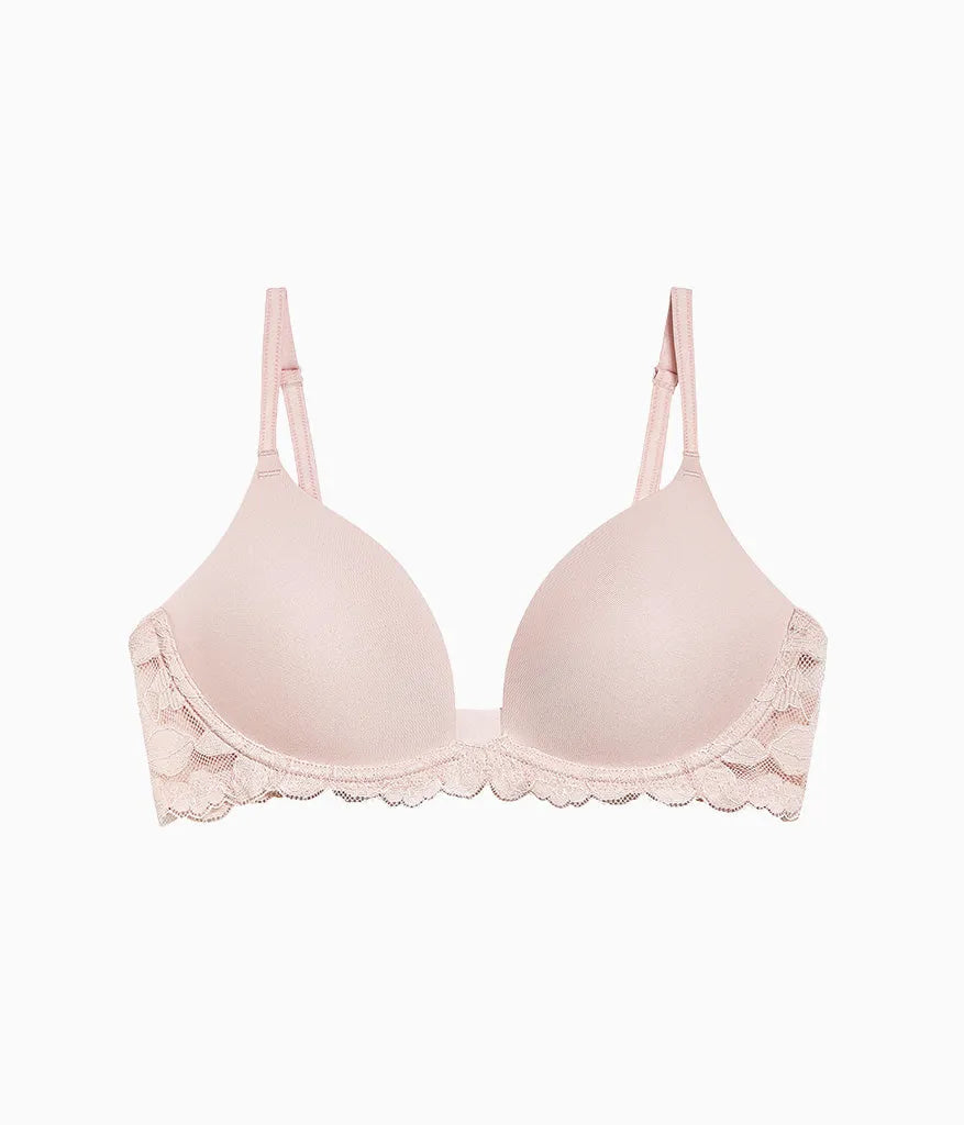 Feeling Famous Wire Free Push Up Bra: Rose Smoke/White