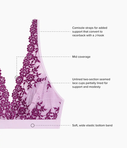 Embrace Lace® Wire Free Bralette: Lavender Sage/Dark Purple